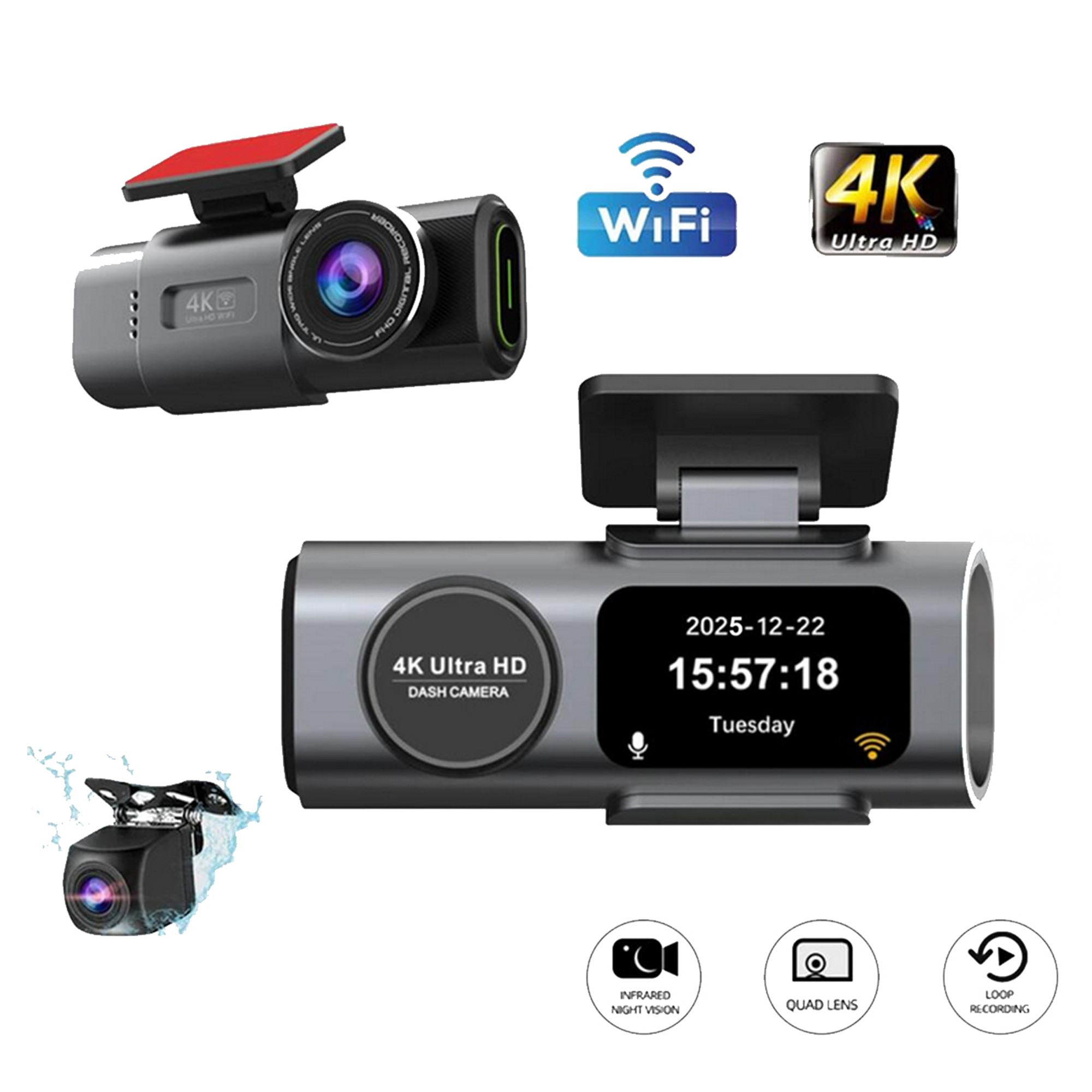 MIOJI Mio G300 Plus 4K GPS G-Sensör Wi-Fi Arka-Ön 128GB Hafıza Kartı Hediyeli Araç İçi Kamera