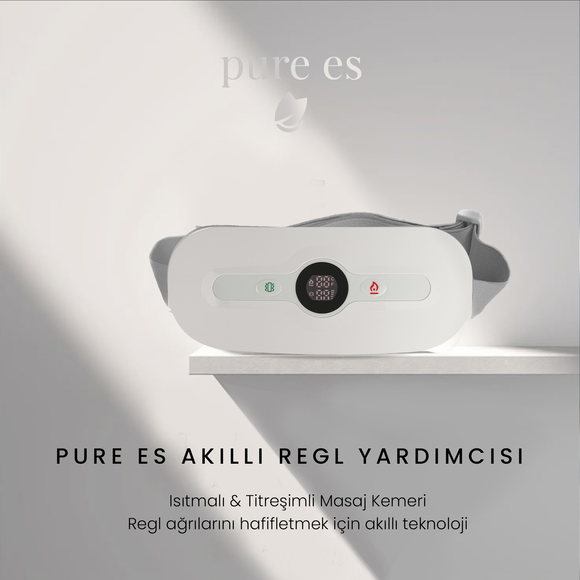 PURE ES Akıllı Isıtıcılı Kemer Tipi Masaj Aleti Beyaz