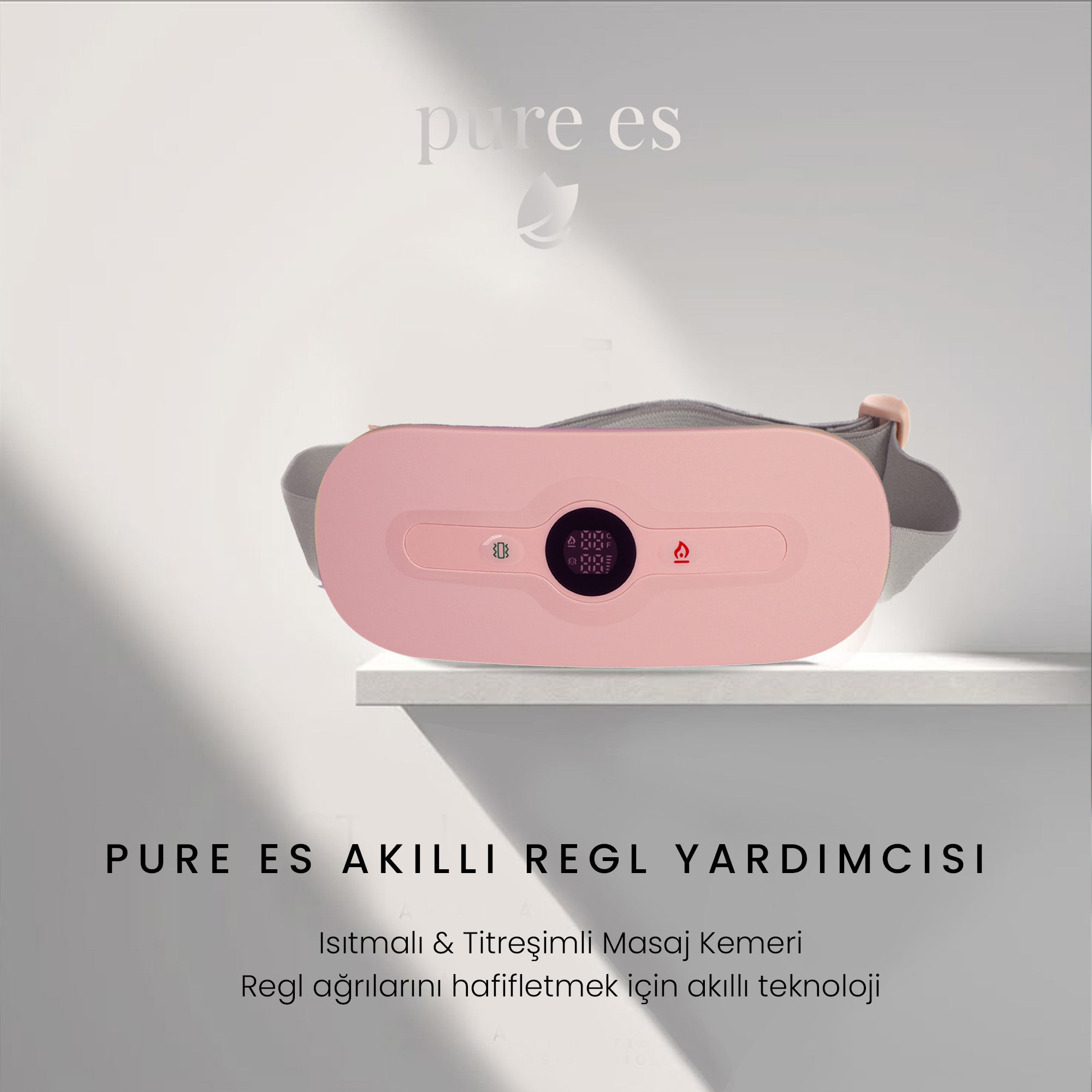 PURE ES Akıllı Isıtıcılı Kemer Tipi Masaj Aleti Pembe