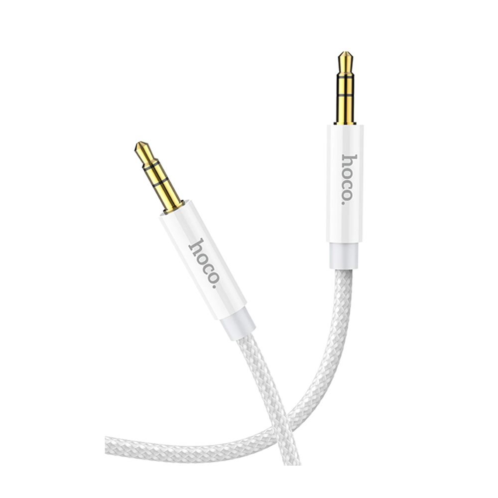 HOCO UPA19 Hasırlı 3.5mm 1 M Aux Kablo Dönüştürücü Beyaz