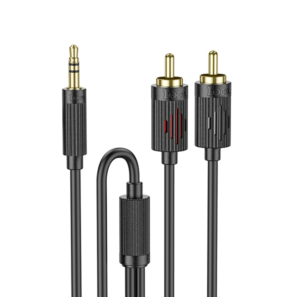3,5 mm jak ve 2 RCA konektörlü Hoco ses kablosu.