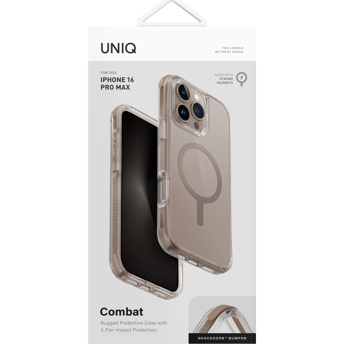 iPhone 16 Pro Max için güçlü mıknatıslı ve 3 katmanlı darbe korumalı şeffaf kılıf.