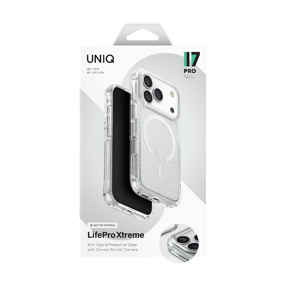 UNiQ iPhone 14 Pro kılıfı simli ve MagSafe özellikli.