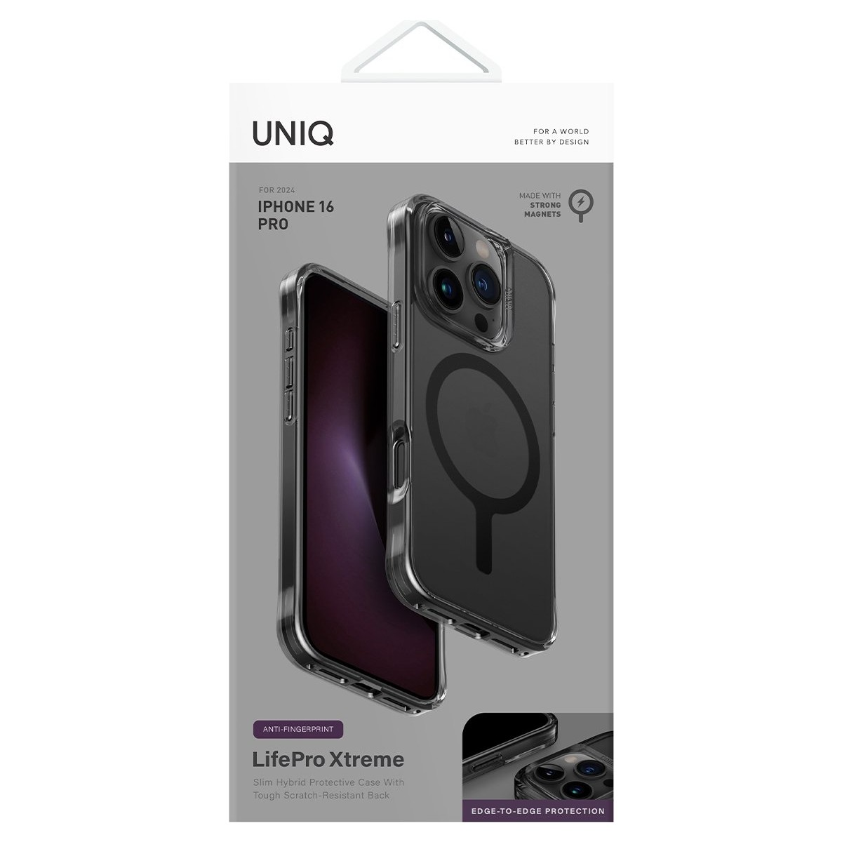 Mıknatıslı iPhone 16 Pro için şeffaf koruyucu kılıf, "LifePro Xtreme" yazılı.