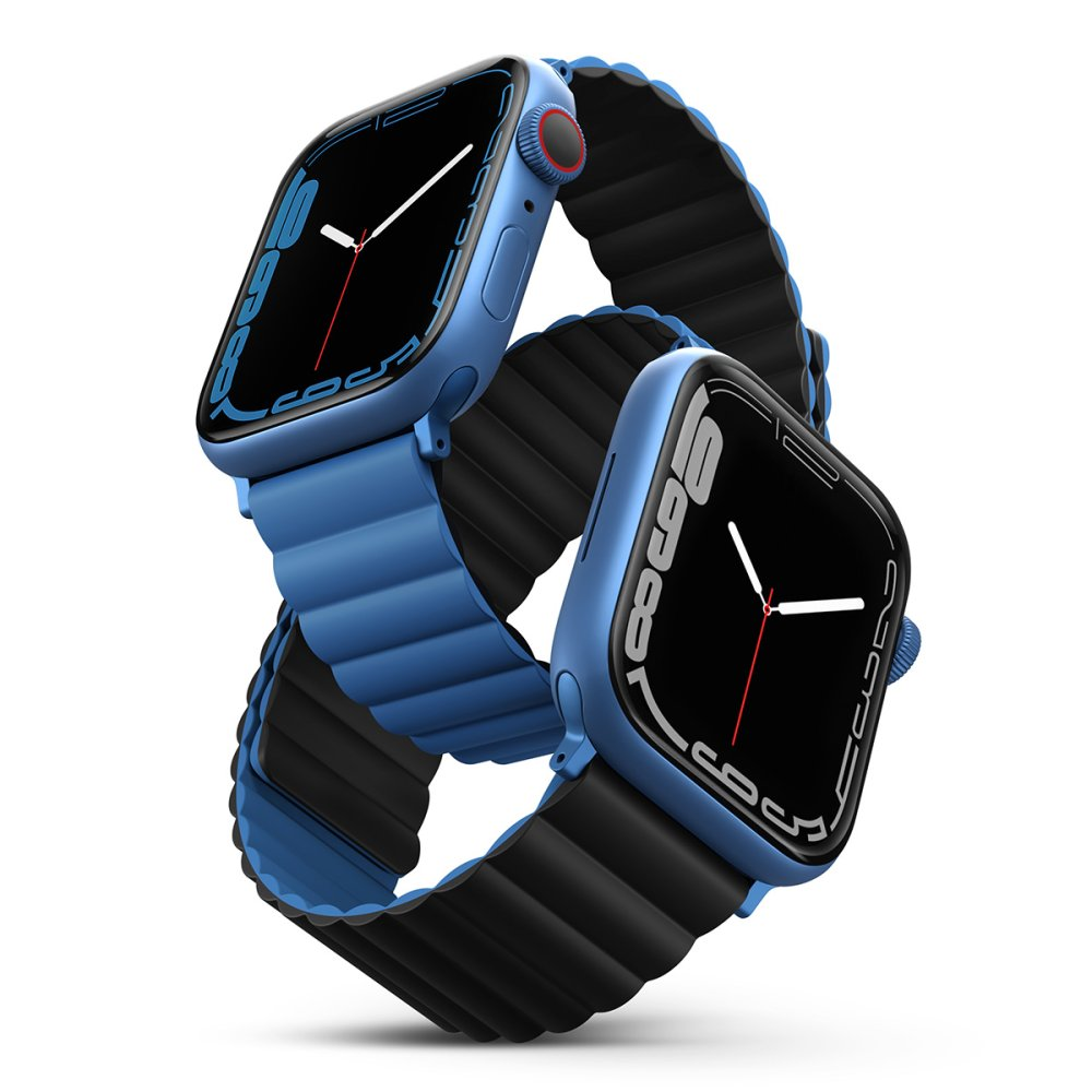 UNIQ Revix Reversible Watch 44/45/46/49mm Manyetik Akıllı Saat Kordonu Mavi - siyah