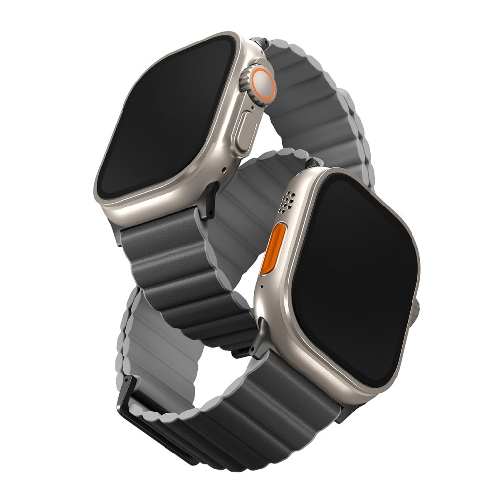 UNIQ Revix Premium Reversible Watch 42/44/45/46/49mm Manyetik Akıllı Saat Kordonu Siyah - gri