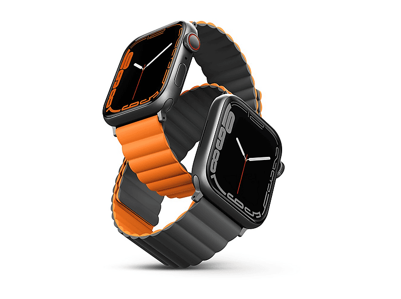 UNIQ Revix Reversible Watch 44/45/46/49mm Manyetik Akıllı Saat Kordonu Gri-Turuncu