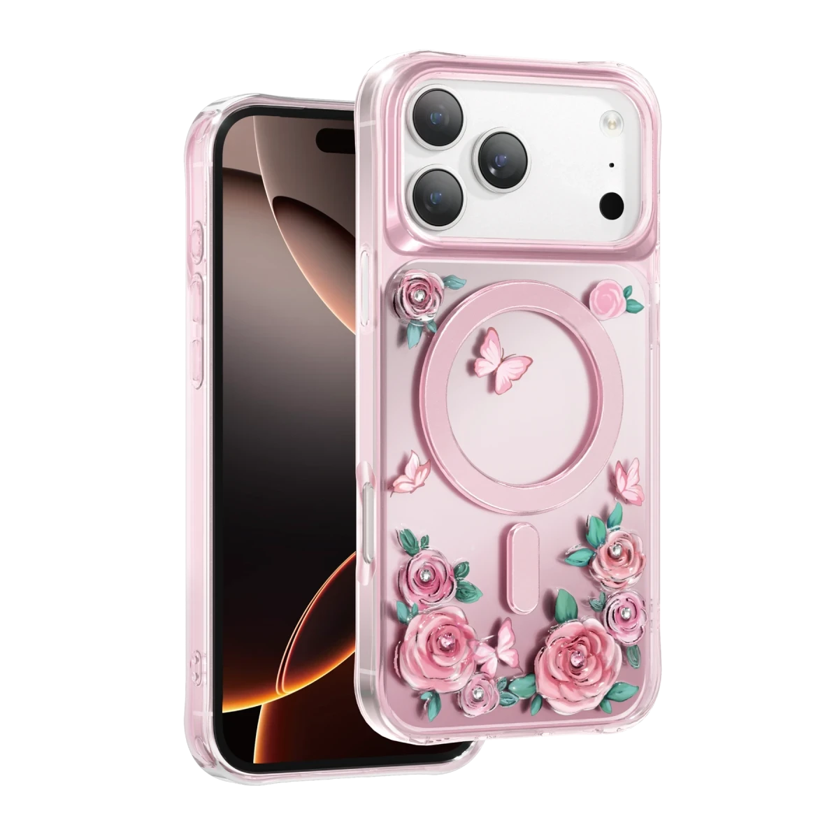 KEEPHONE Apple iPhone 17 Pro Max Roseland Magsafe Telefon kılıfı Pembe