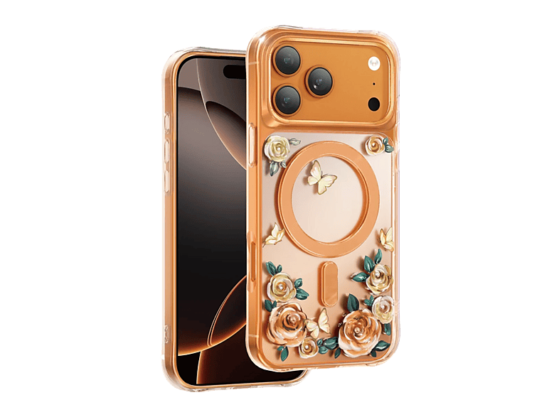 KEEPHONE Apple iPhone 17 Pro Uyumlu Roseland Magsafe Telefon Kılıfı Turuncu