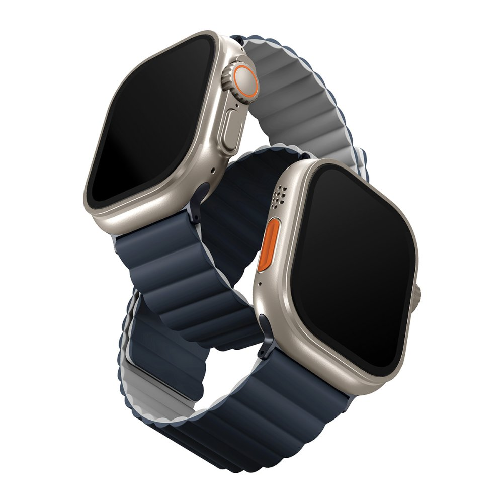 UNIQ Revix Reversible Watch 44/45/46/49mm Manyetik Akıllı Saat Kordonu Lacivert - gri