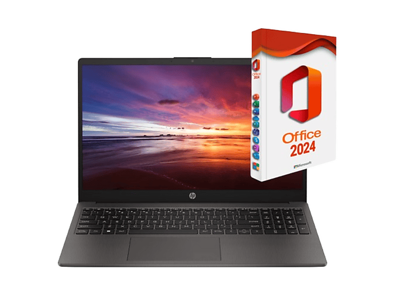 HP 250-G10-i5 mit MS Office 2024 Pro Vollversion, Notebook, mit 15,6 Zoll Display, Intel® Core™ i5,1334U Prozessor, 32 GB RAM, 500 GB SSD, Intel® Iris® Xᵉ, Schwarz, Windows 11 Pro