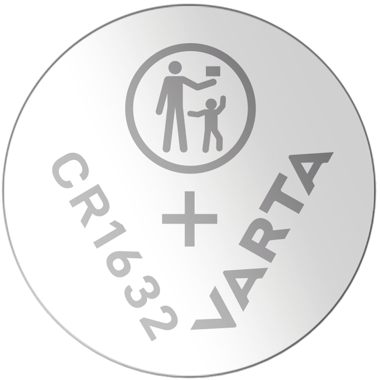 Varta CR1632 batterij met waarschuwingssymbool voor kinderen.