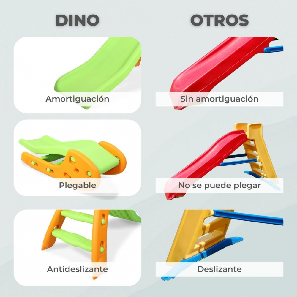 Toboganes infantiles en varios colores y diseños, plegables y no plegables.