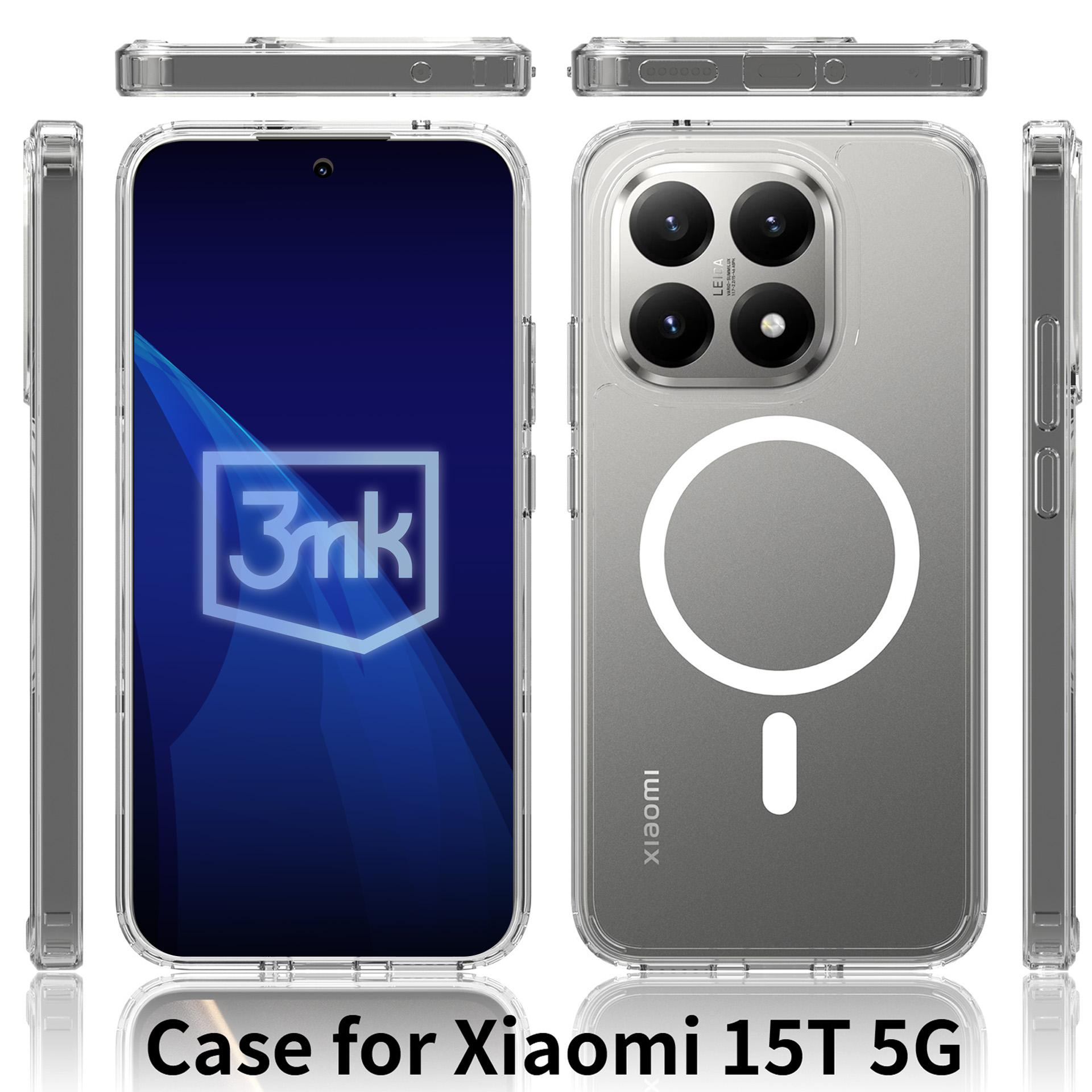 Przezroczyste etui do Xiaomi 15T 5G z aparatem i logo.