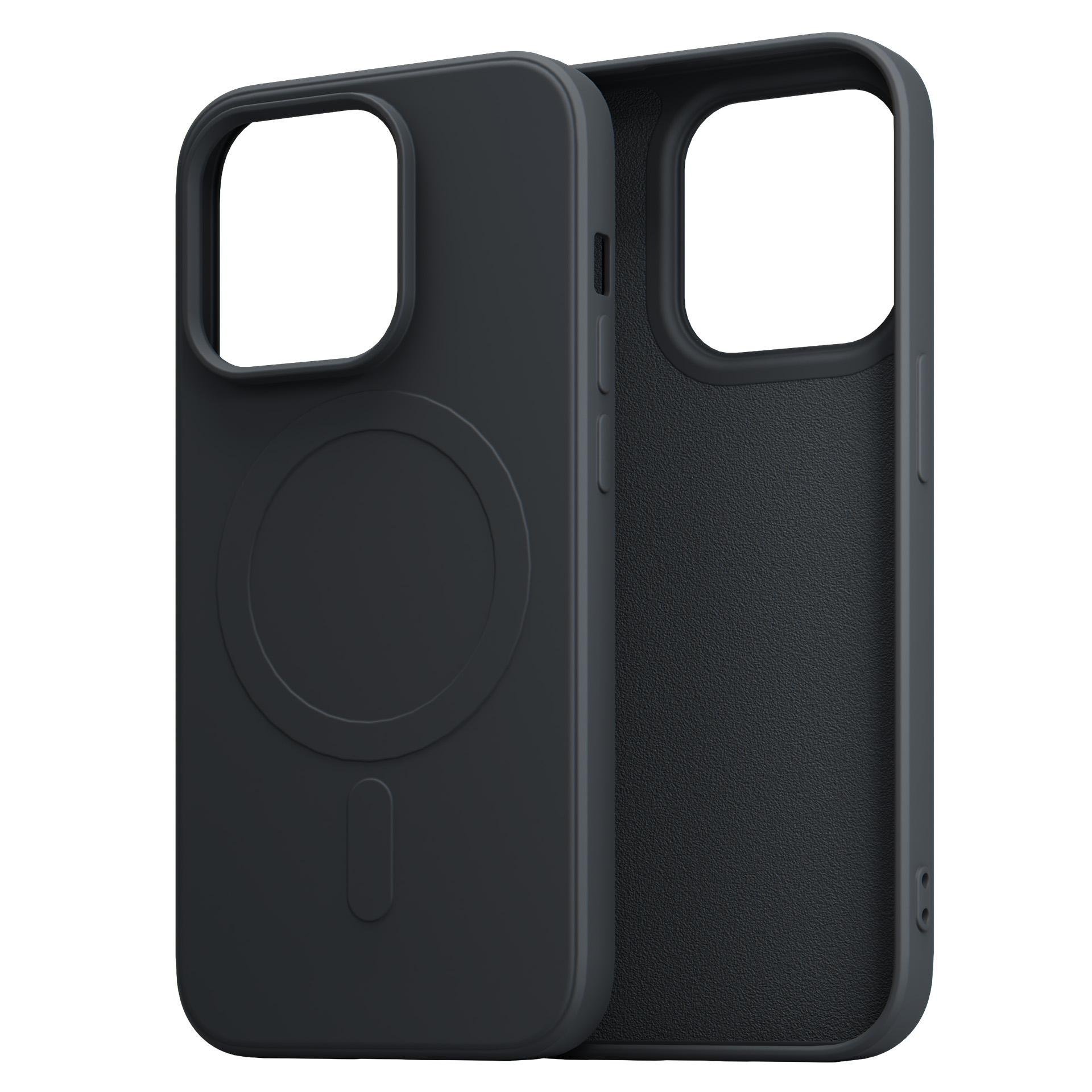 Ciemnoszare etui na iPhone z magnetycznym kółkiem z tyłu.