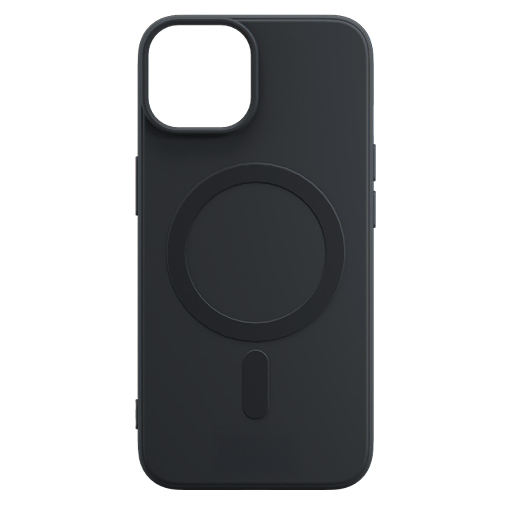 Czarne etui na telefon z okrągłym magnesem i wycięciem.
