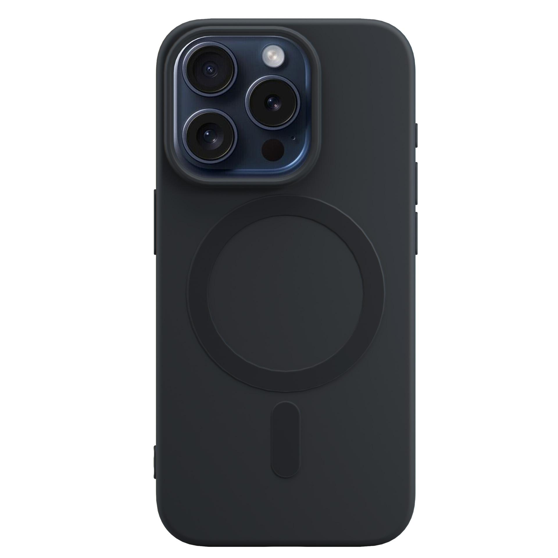 Czarne etui na iPhone z modułem aparatu i pierścieniem magnetycznym.