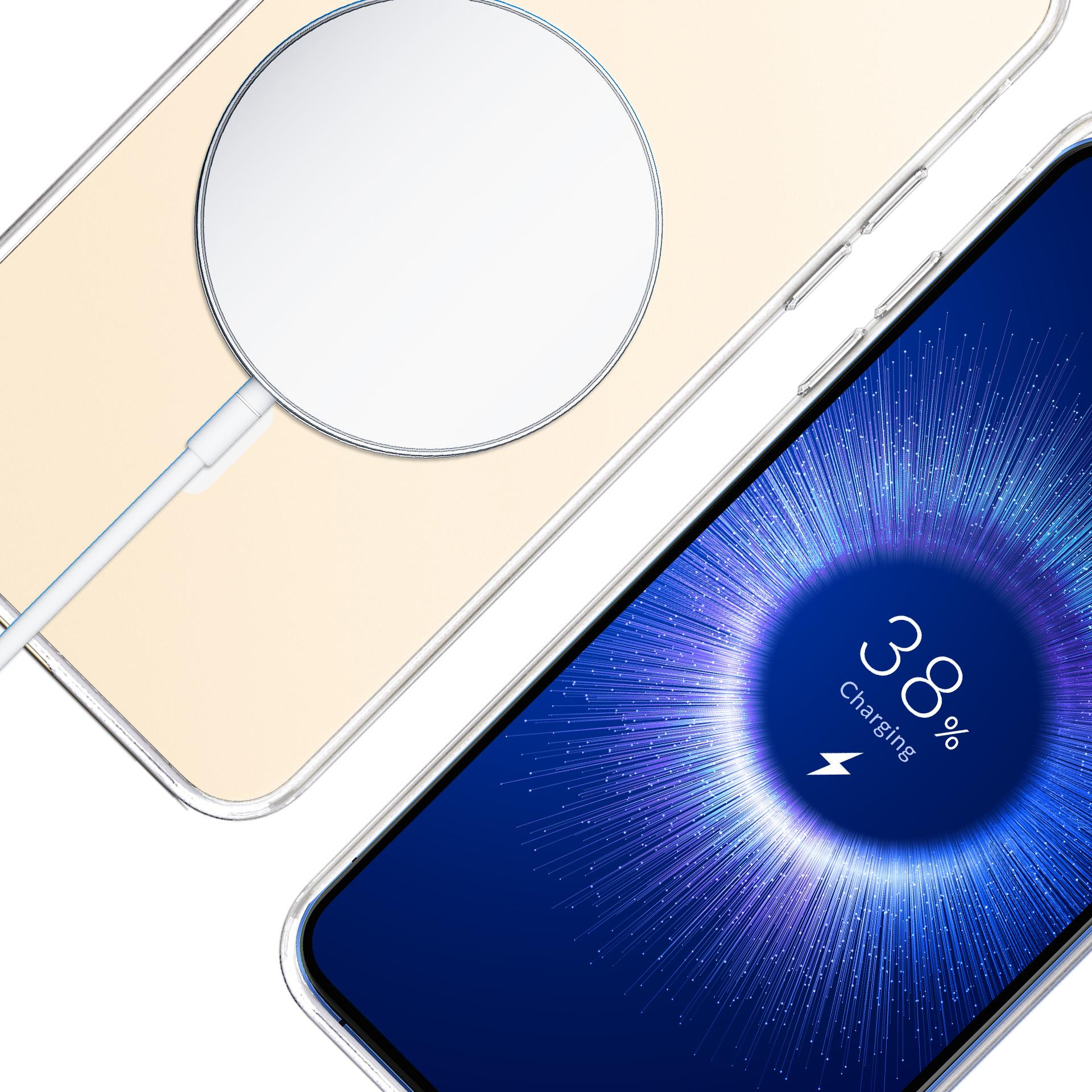 Dwa telefony, jeden z kablem ładującym, drugi pokazuje 38% baterii.