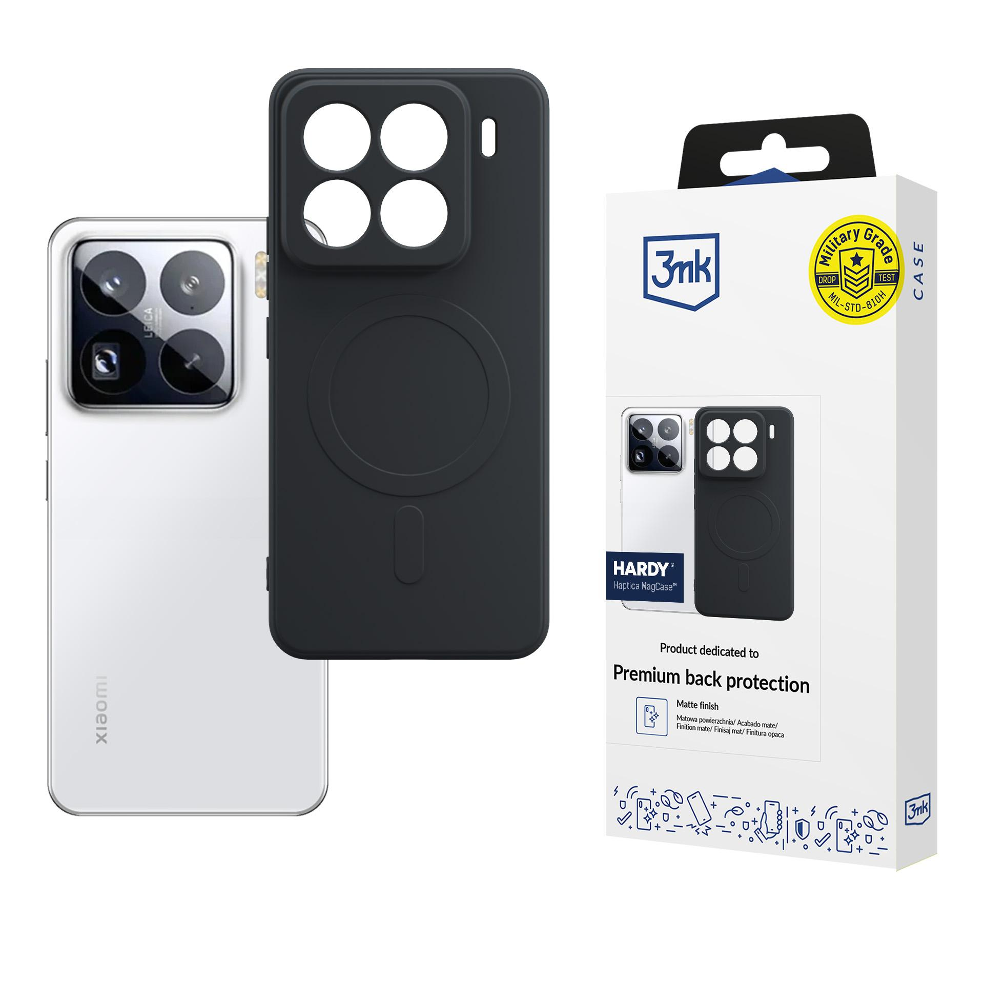 Biały smartfon z aparatem Leica i obok czarne etui na telefon.
