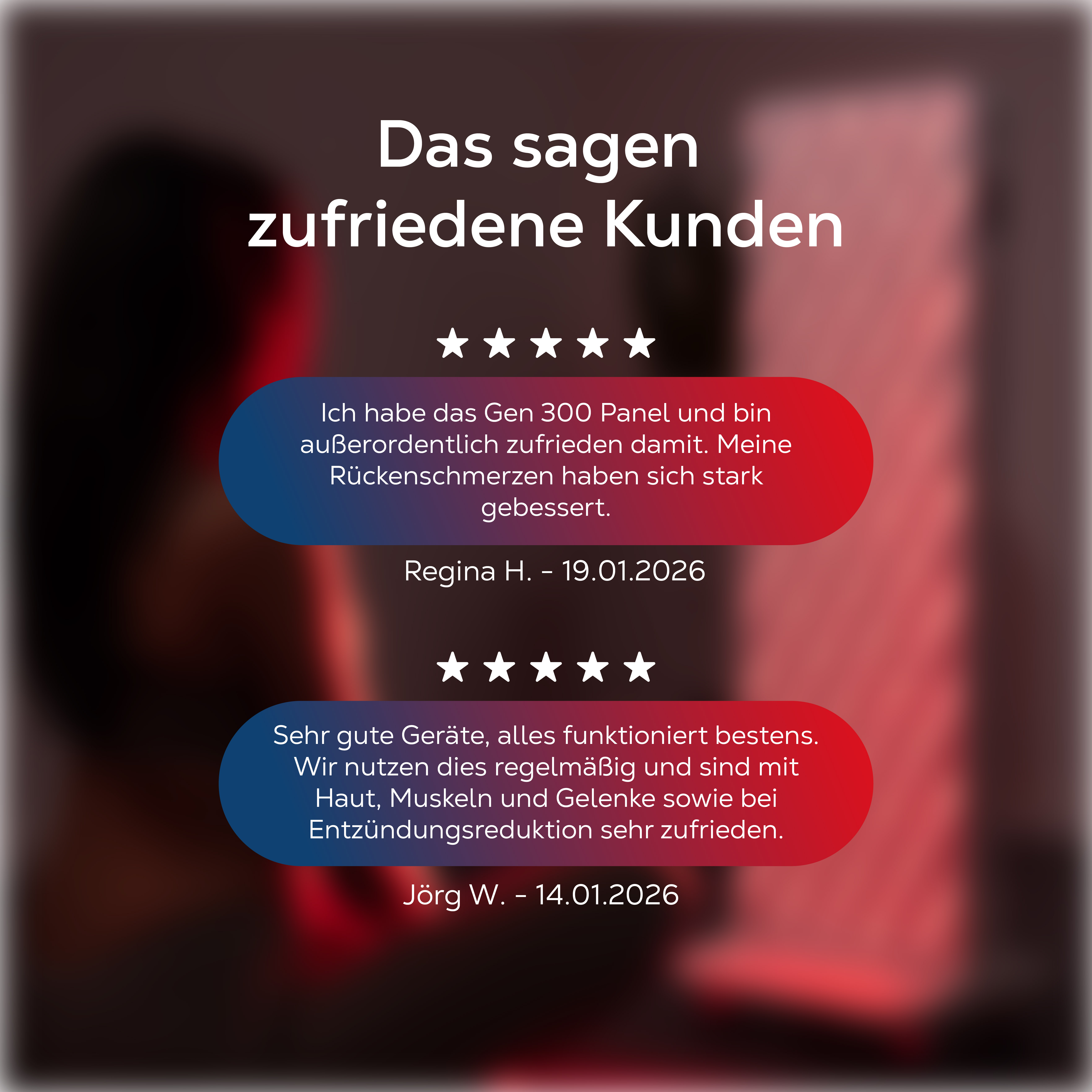 Kundenrezensionen mit Sternenbewertungen und Zitaten zu einem Gen 300 Panel.