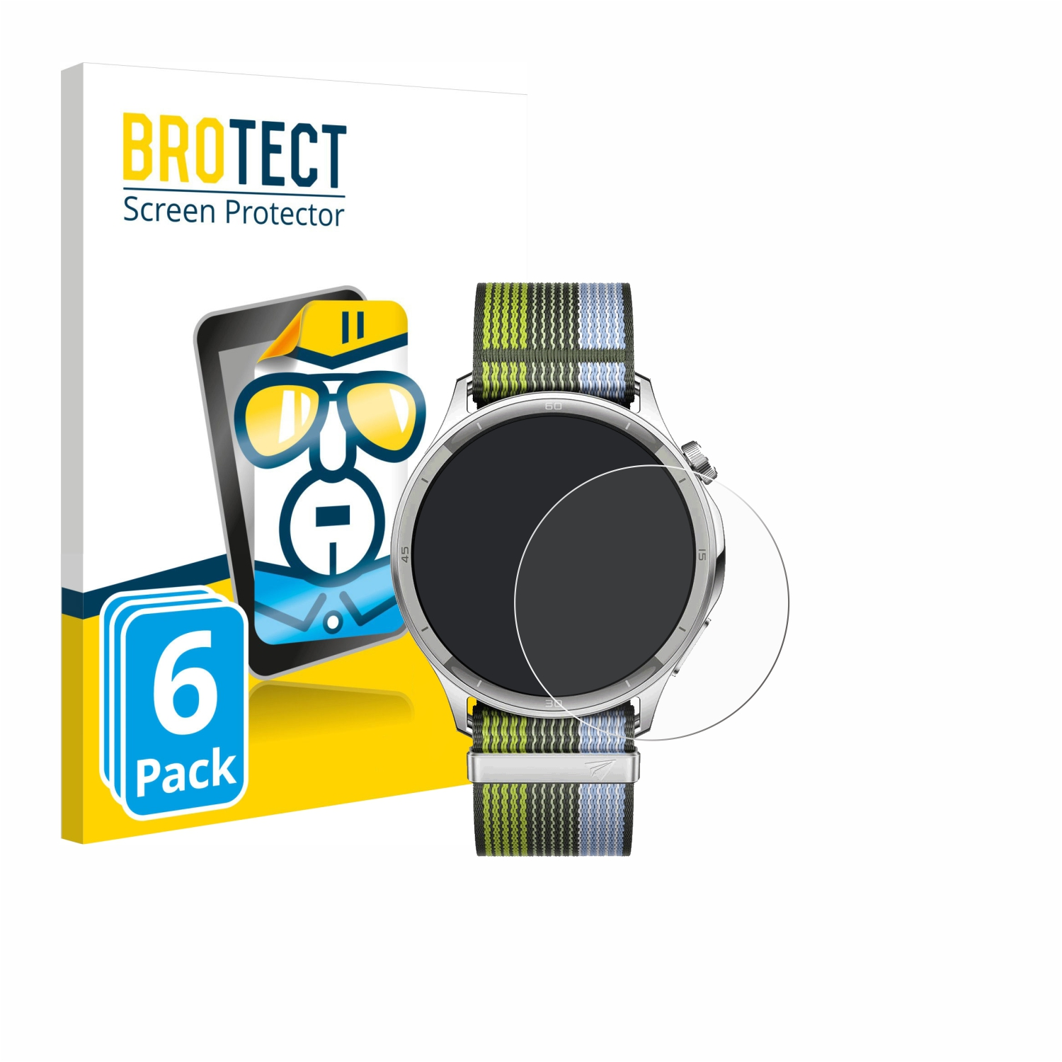 BROTECT Displayschutzfolie für eine Smartwatch mit gestreiftem Armband.