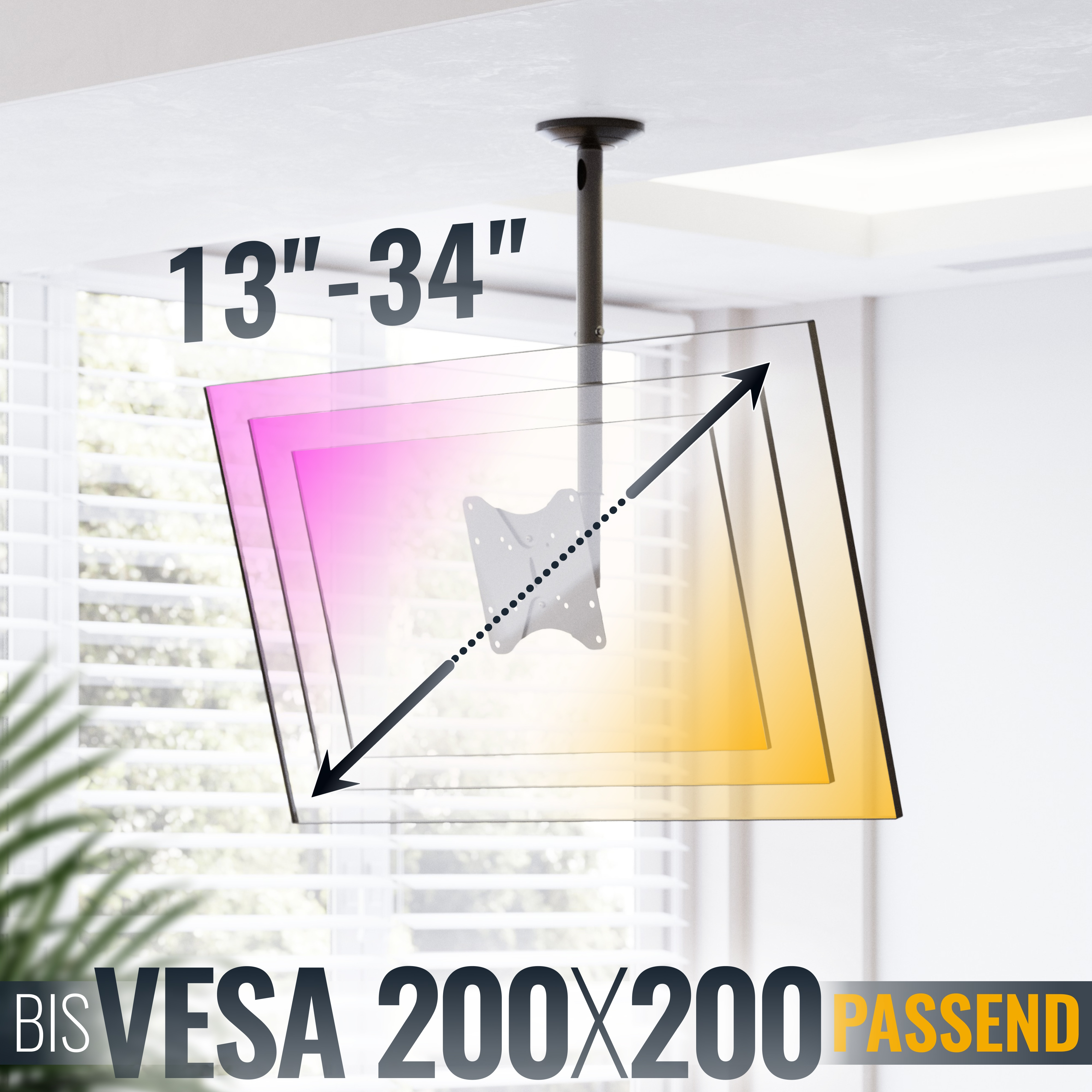 Deckenhalterung für 13-34 Zoll TVs, VESA 200x200.