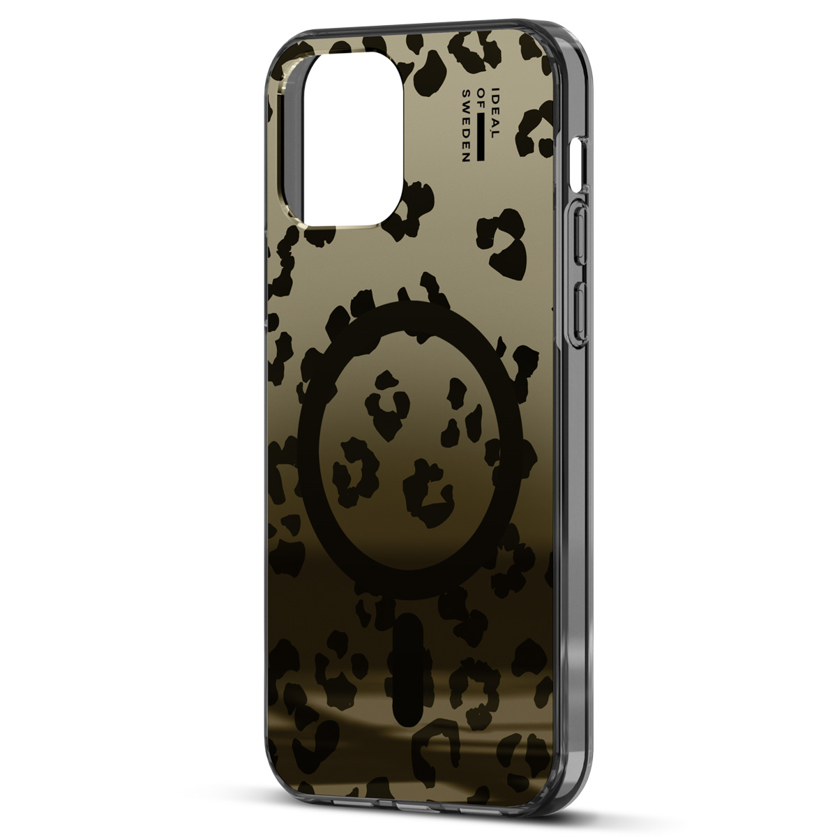 iPhone Hülle mit Leopardenmuster in Braun und Schwarz, oben "IDEAL OF SWEDEN" Schriftzug.