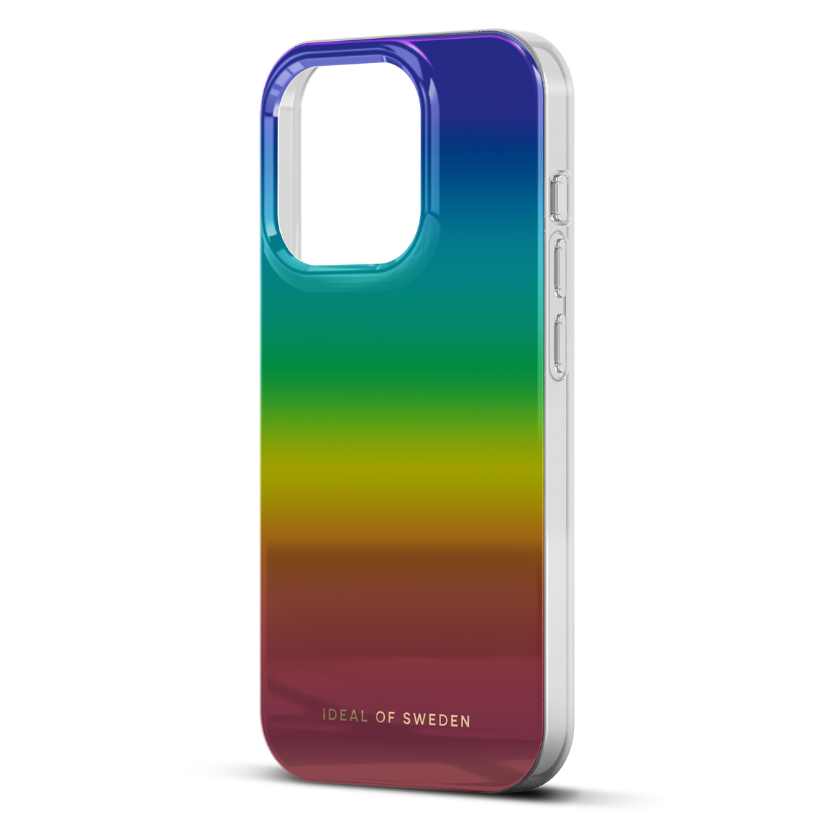 Ein durchsichtiges iPhone-Case mit Regenbogenverlauf und dem Text IDEAL OF SWEDEN.