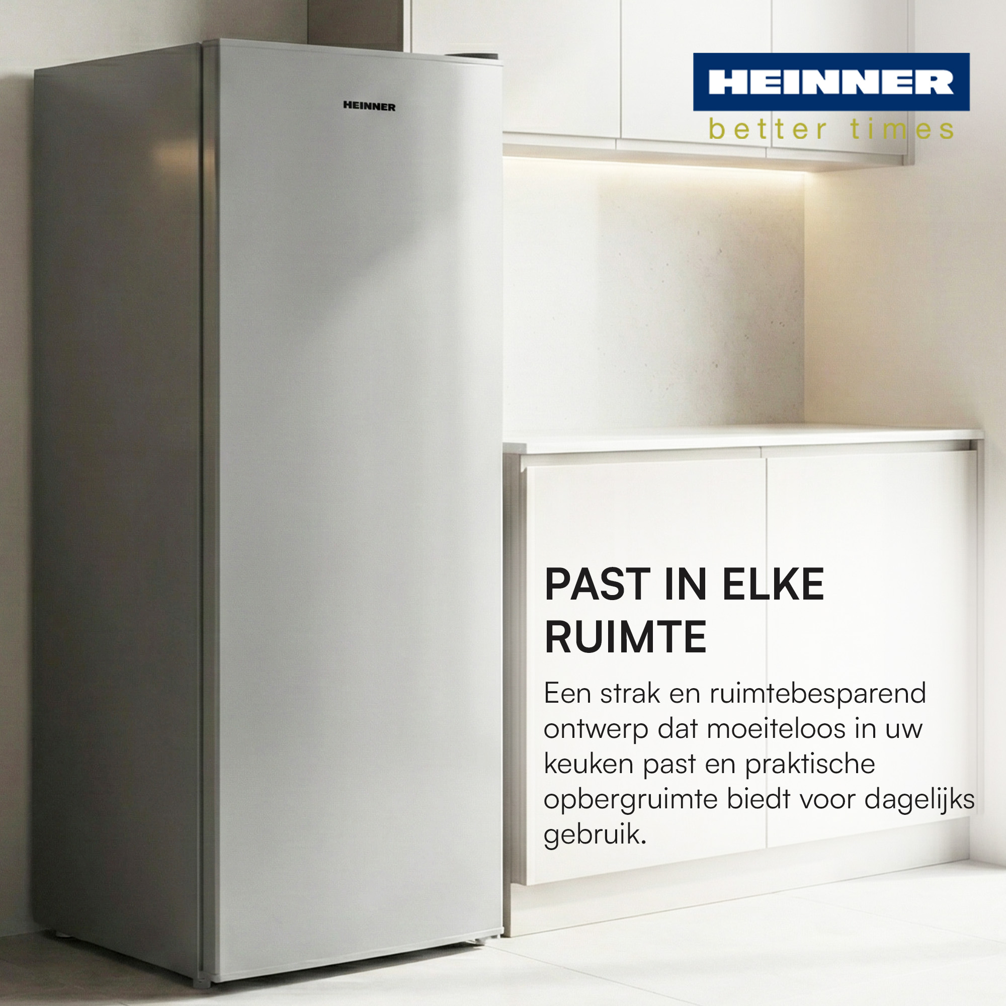 Een strakke, ruimtebesparende koelkast in een moderne keuken.