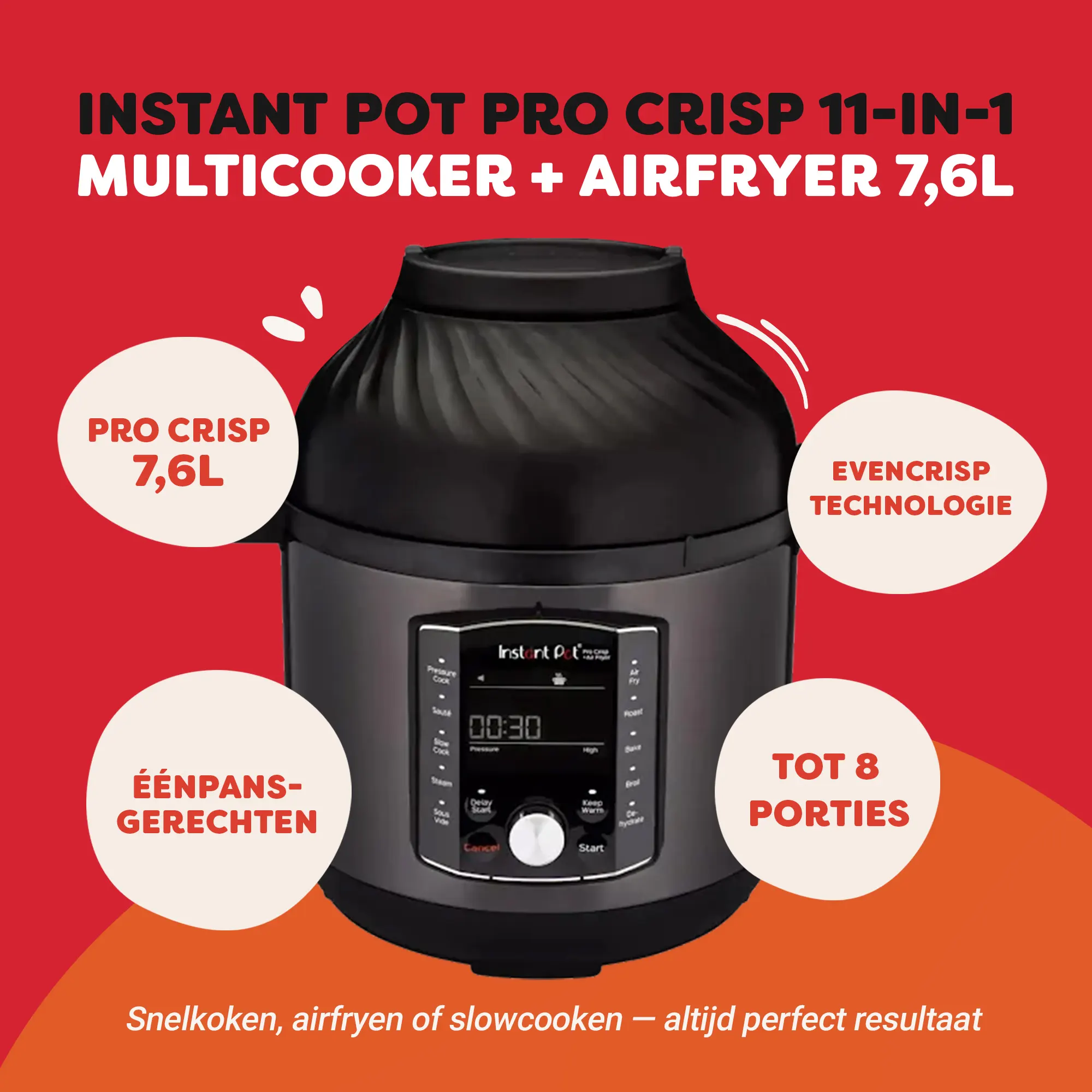 Multicooker Instant Pot Pro Crisp z frytkownicą, pojemność 7,6L.