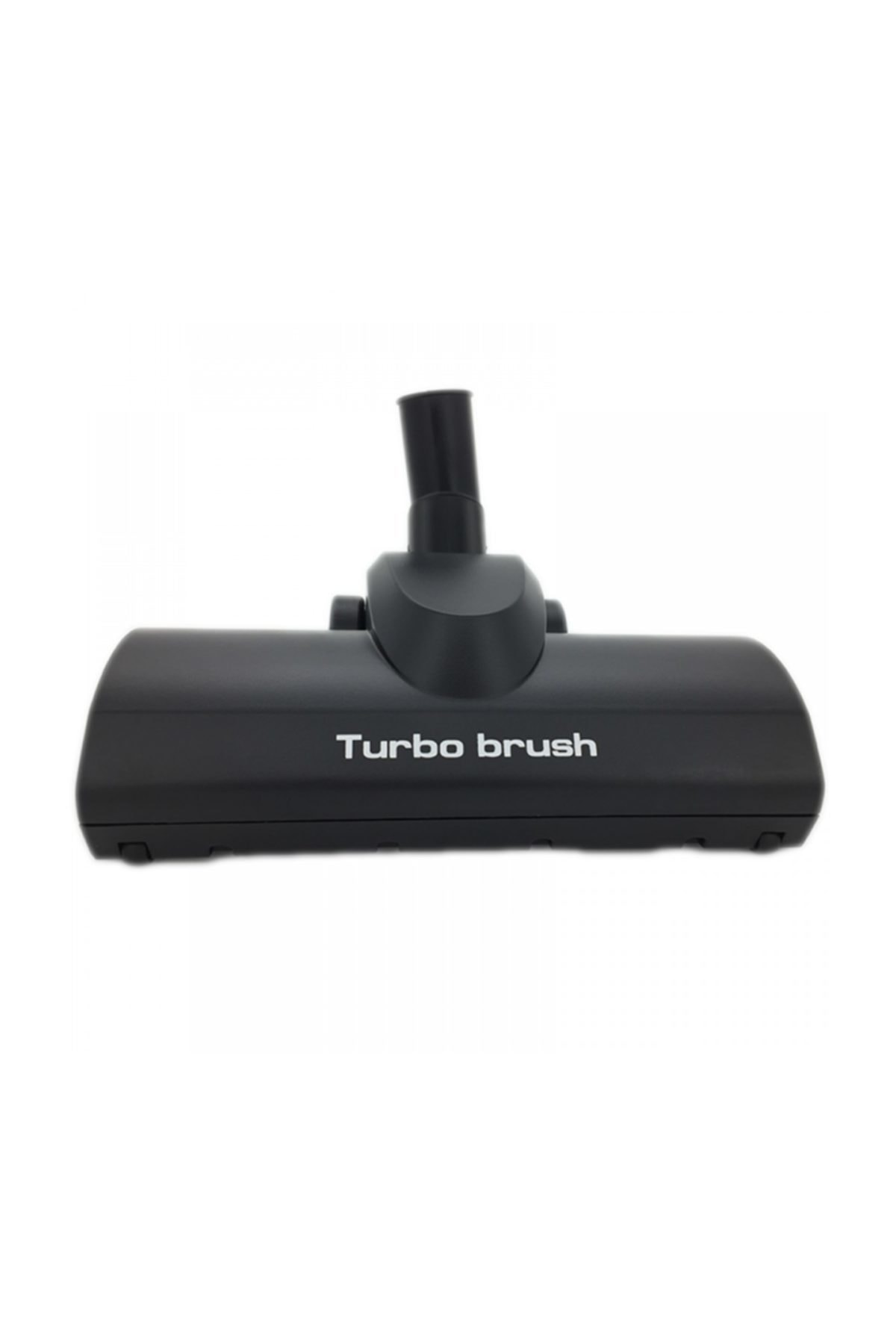 Siyah elektrikli süpürge turbo fırça başlığı, beyaz üzerinde.