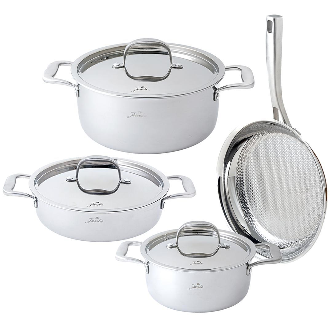 JUMBO 500.01.01.7556 Gurme (3PLY) 7 Parça Tencere Seti Gri