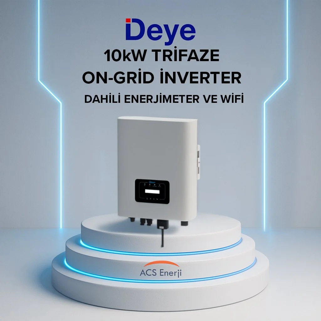 Dahili enerji ölçer ve wifi özellikli Deye 10kW trifaze on-grid inverter.