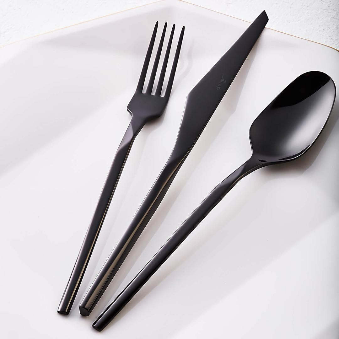 JUMBO 500.01.01.6706 5100 Quartz Titanyum Siyah 84 Parça 12 Kişilik Çatal Kaşık Bıçak Takımı