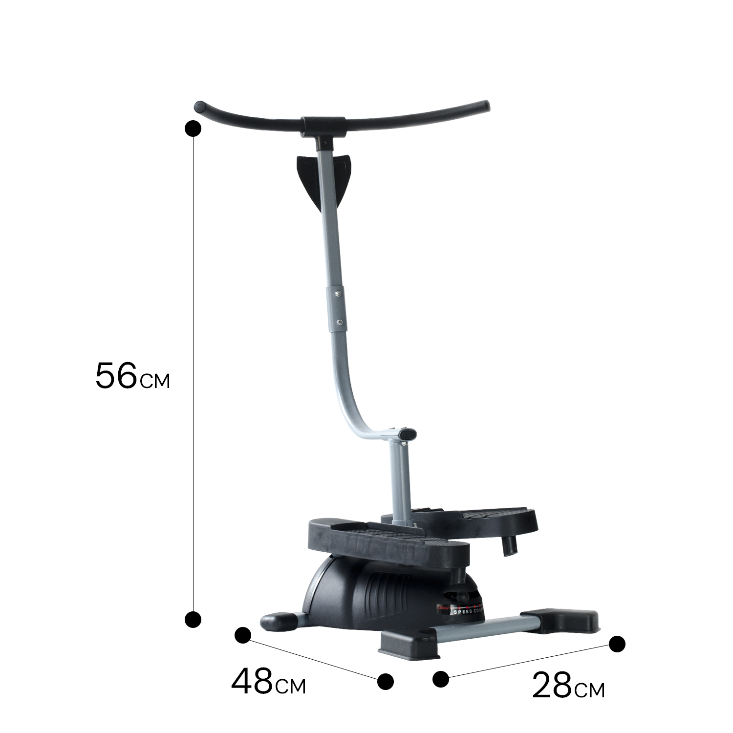 Máquina escaladora para ejercicio en casa, negra y gris, con pedales y manillar.