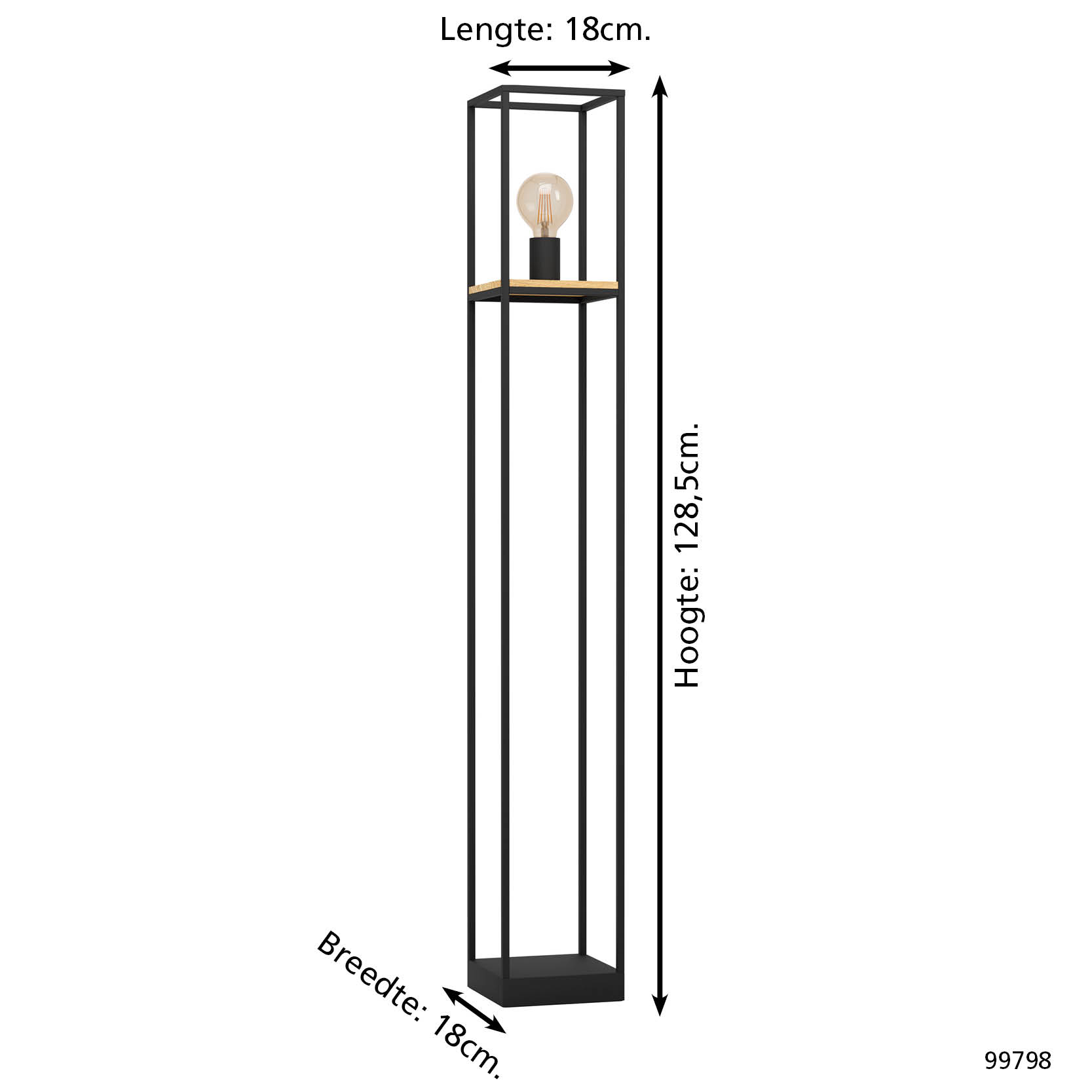 Un lampadaire noir, haut et élancé, avec une ampoule.