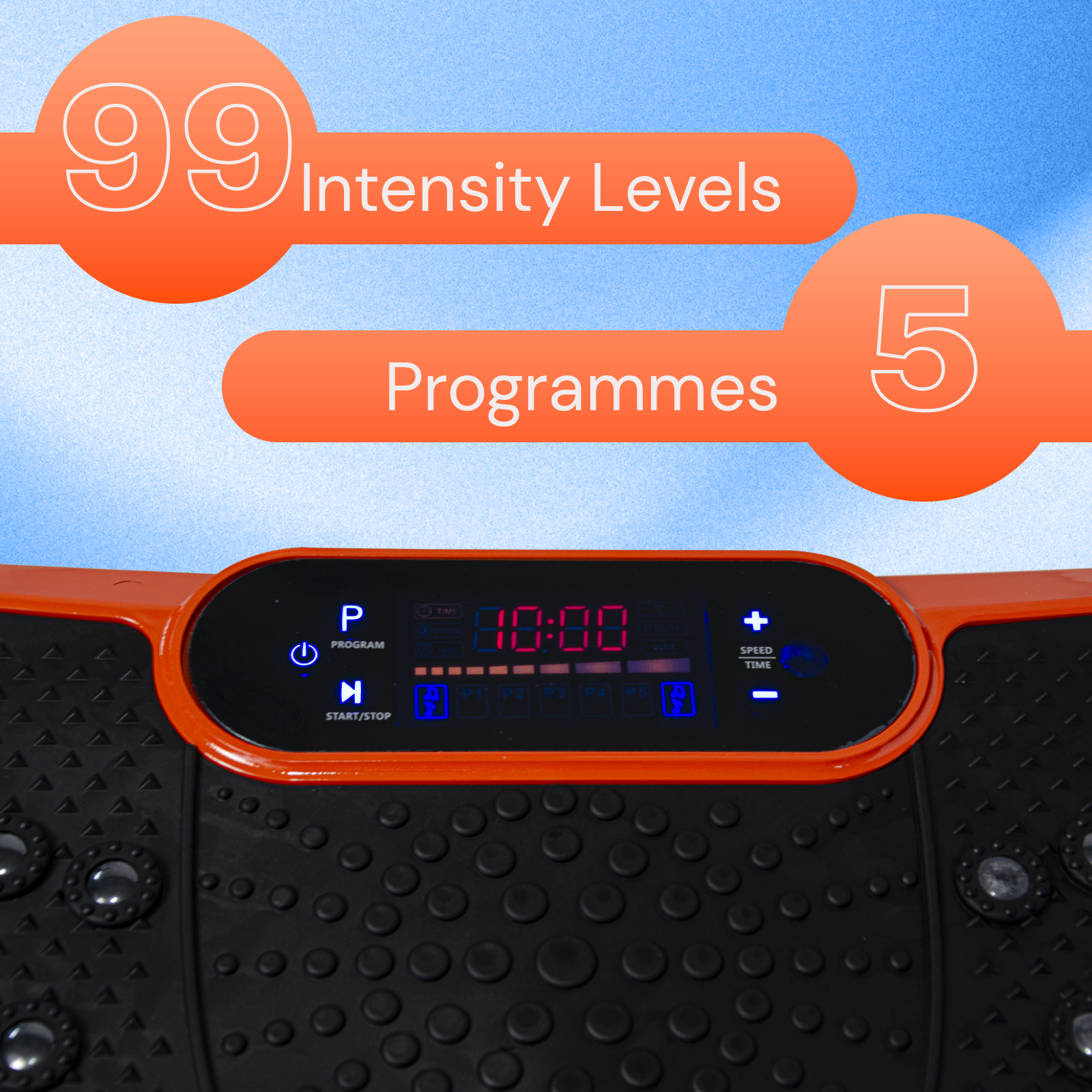 Plataforma vibratoria con 99 niveles de intensidad y 5 programas.