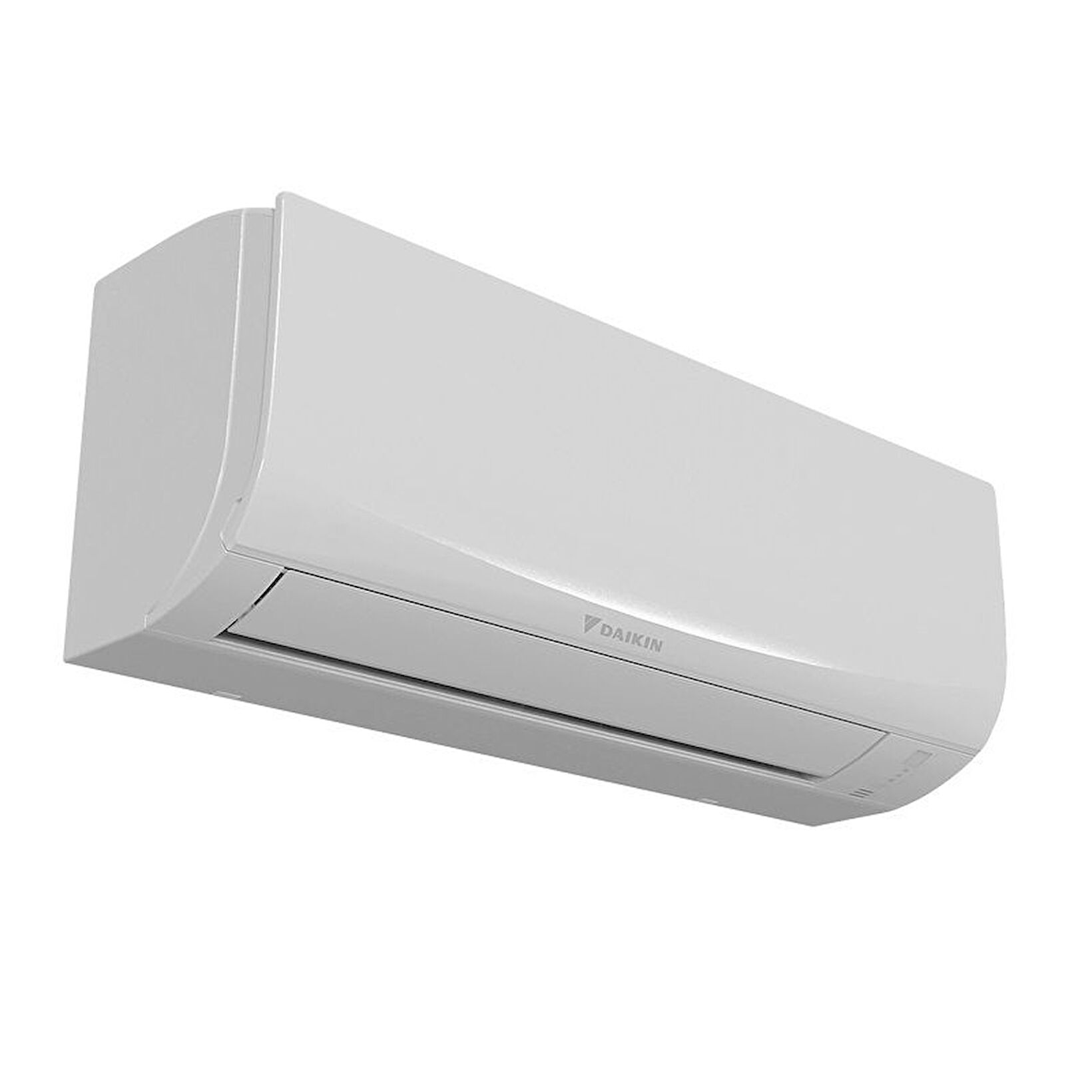 Beyaz Daikin klima ünitesi beyaz duvara monte edilmiştir.