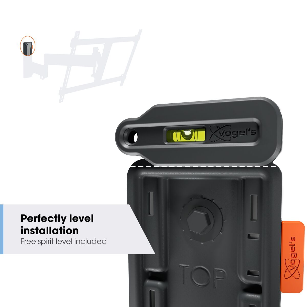 Poziomica Vogel's na uchwycie TV. Idealnie pozioma instalacja.