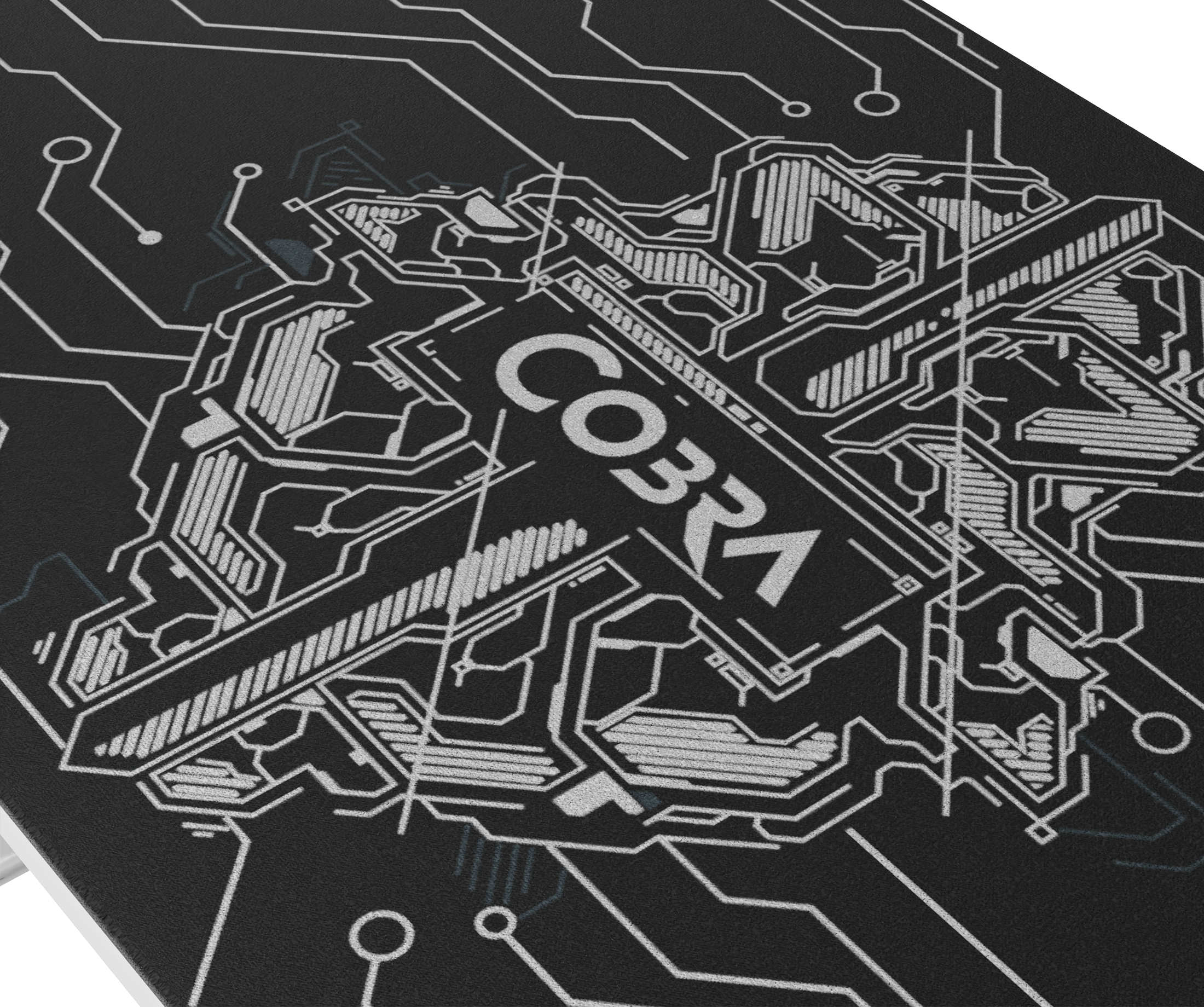 Czarny spód z białym nadrukiem płytki drukowanej i słowem "COBRA".