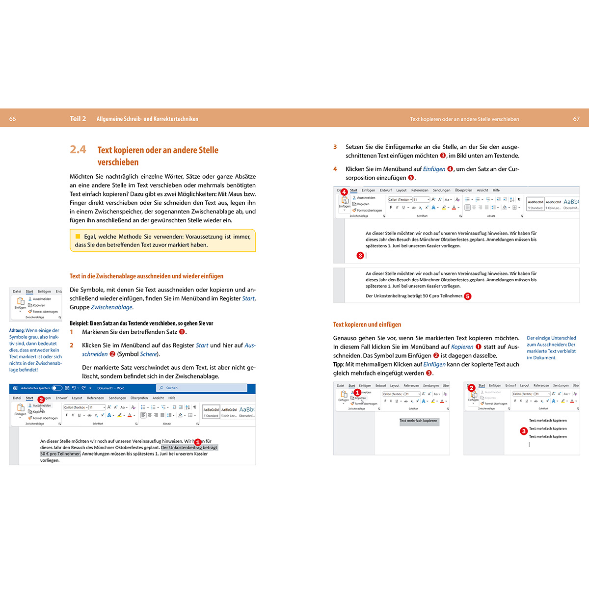 Anleitung zum Kopieren und Einfügen von Text in Word mit Screenshots.