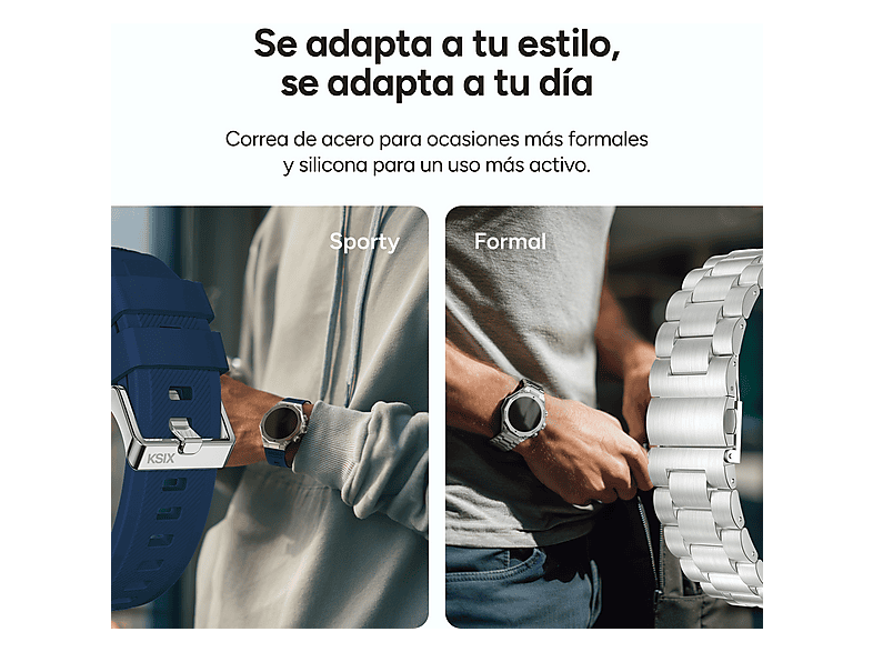 Smartwatch | KSIX Titanium, Talla única, Aleación de zinc, Negro