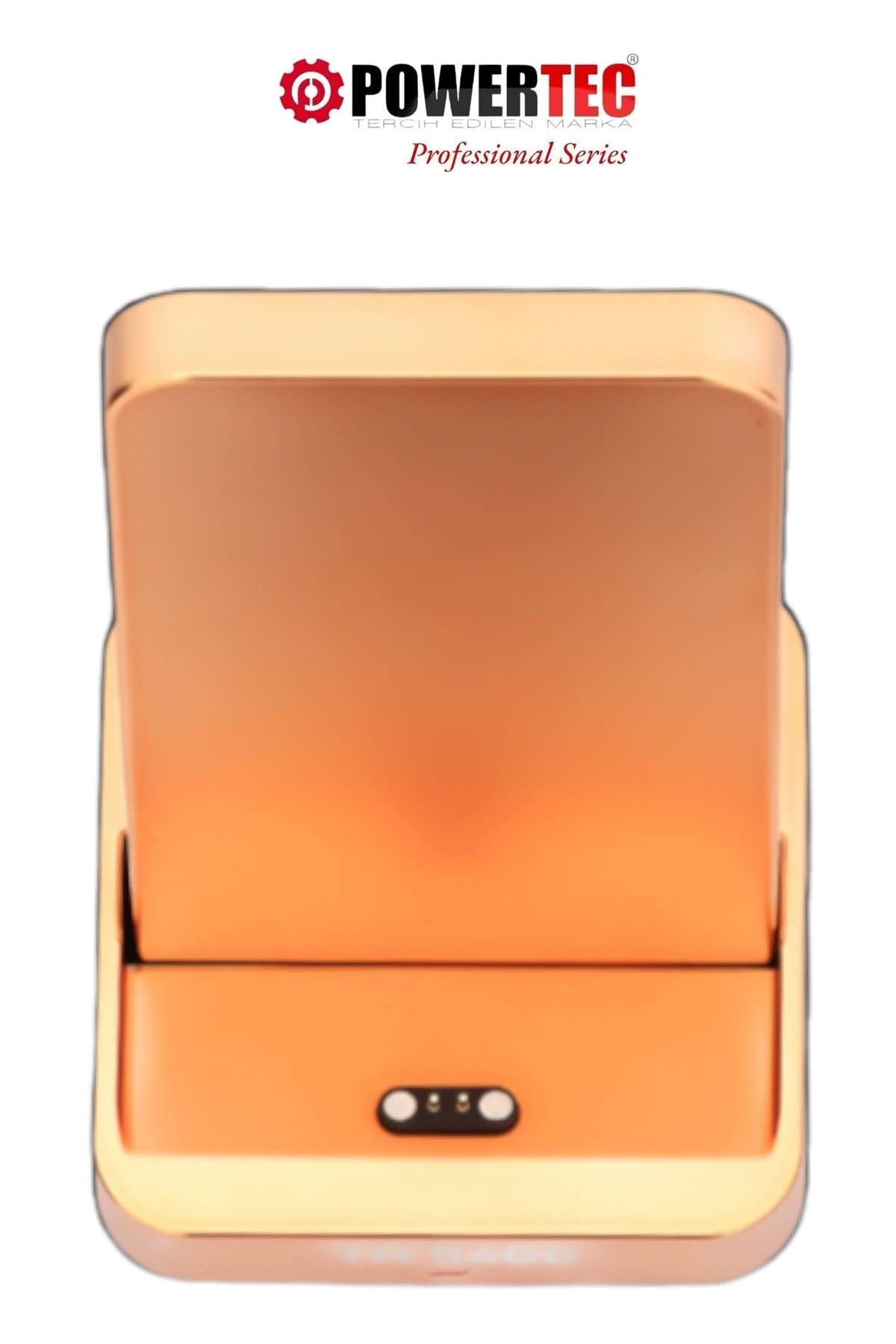 Şarj göstergeli bronz renkli powerbank.