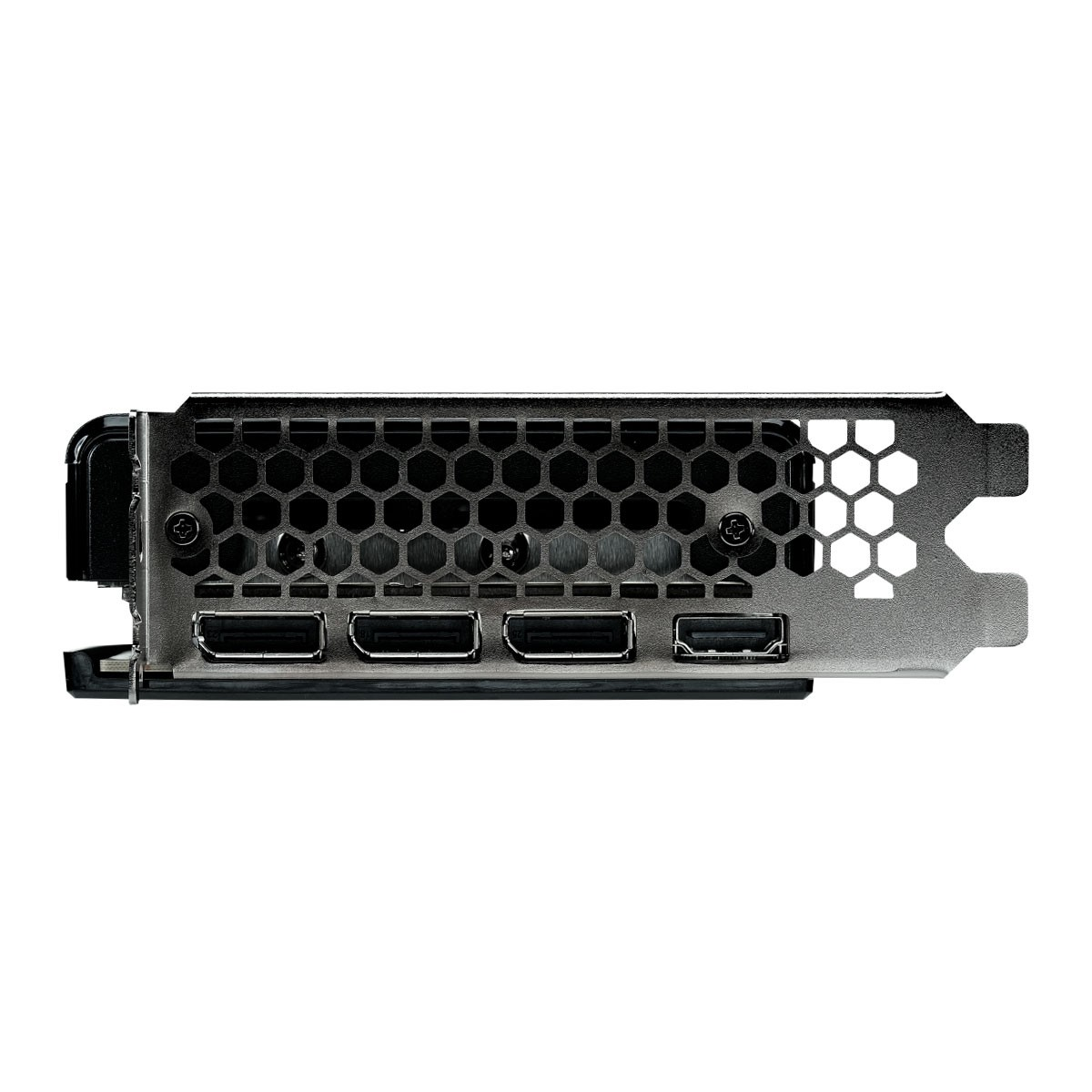 Karta graficzna z trzema portami DisplayPort i jednym HDMI z tyłu.