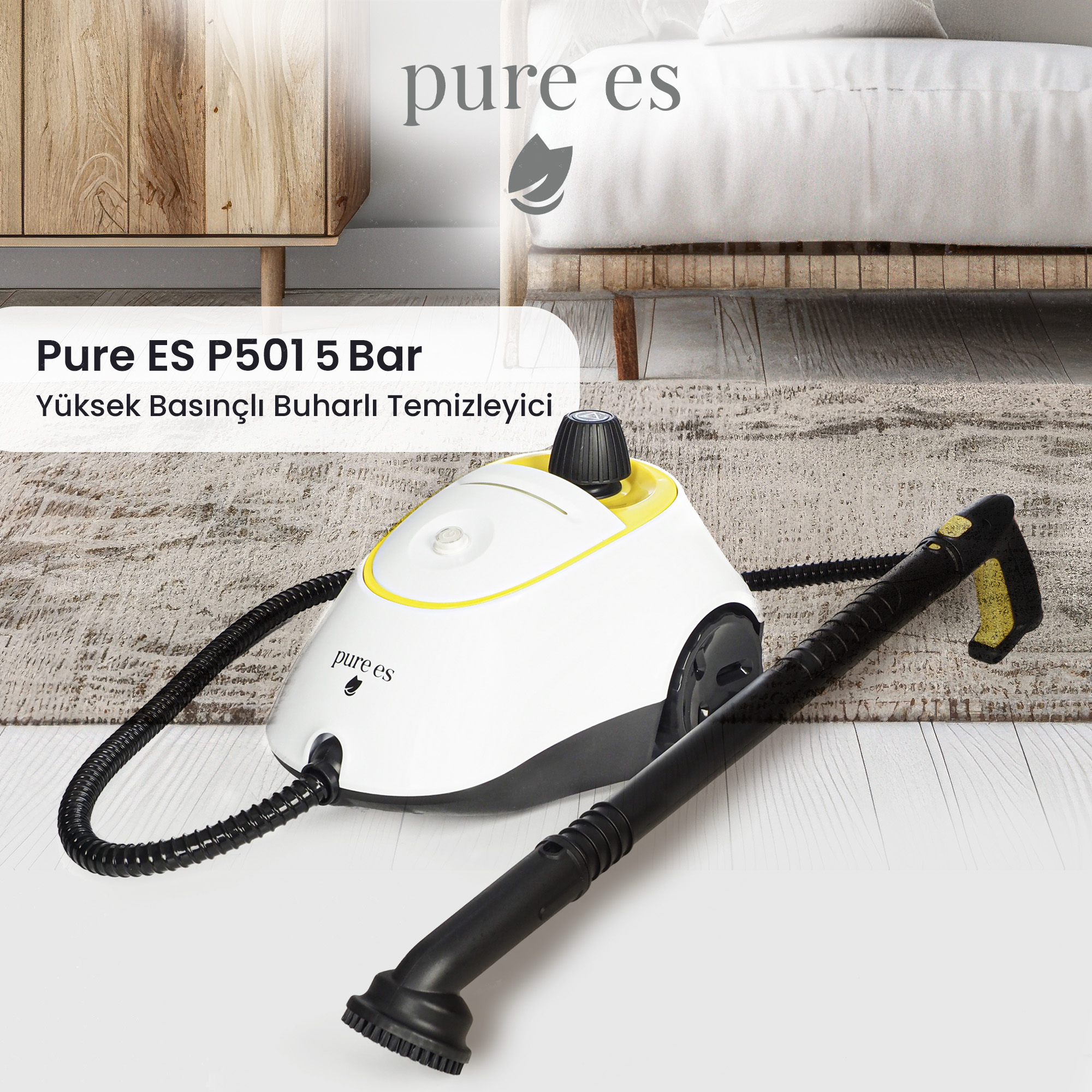 PURE ES P501 Yüksek Basınçlı Buharlı Temizleyici BEYAZ