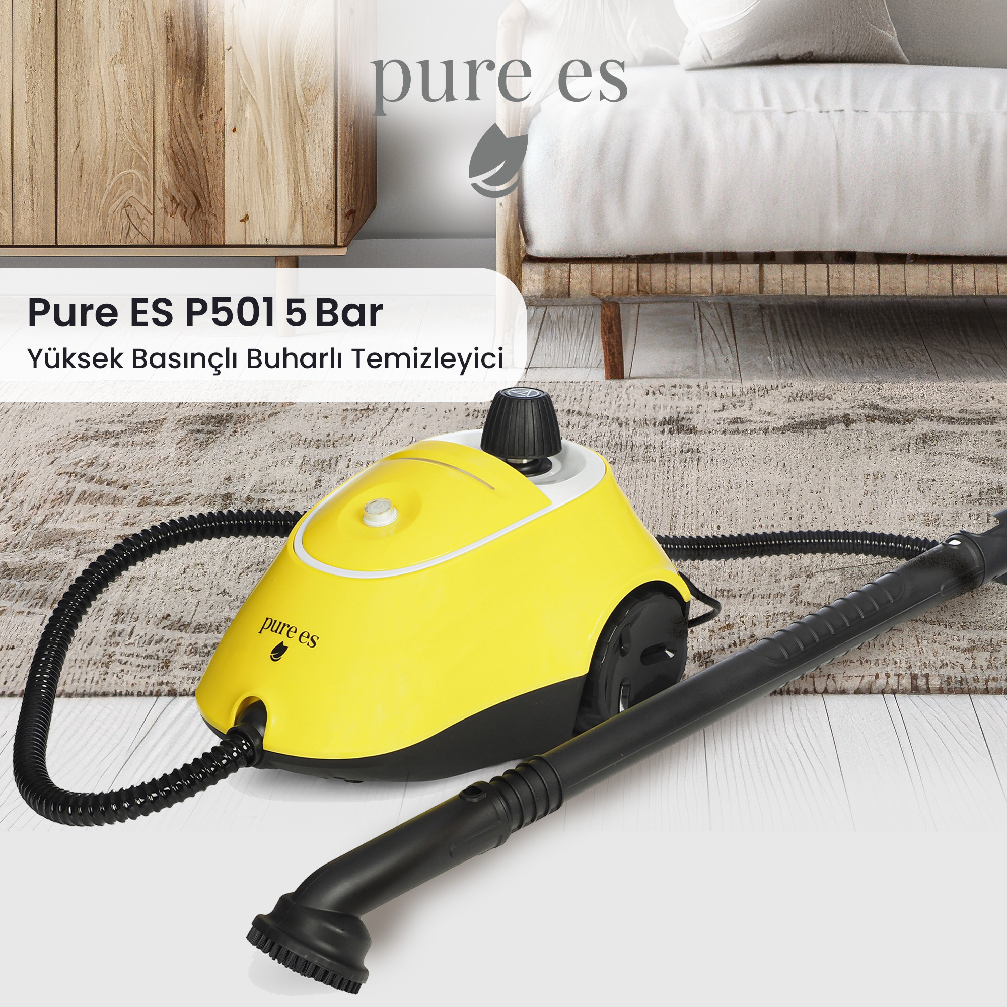 PURE ES P501 Yüksek Basınçlı Buharlı Temizleyici Sarı