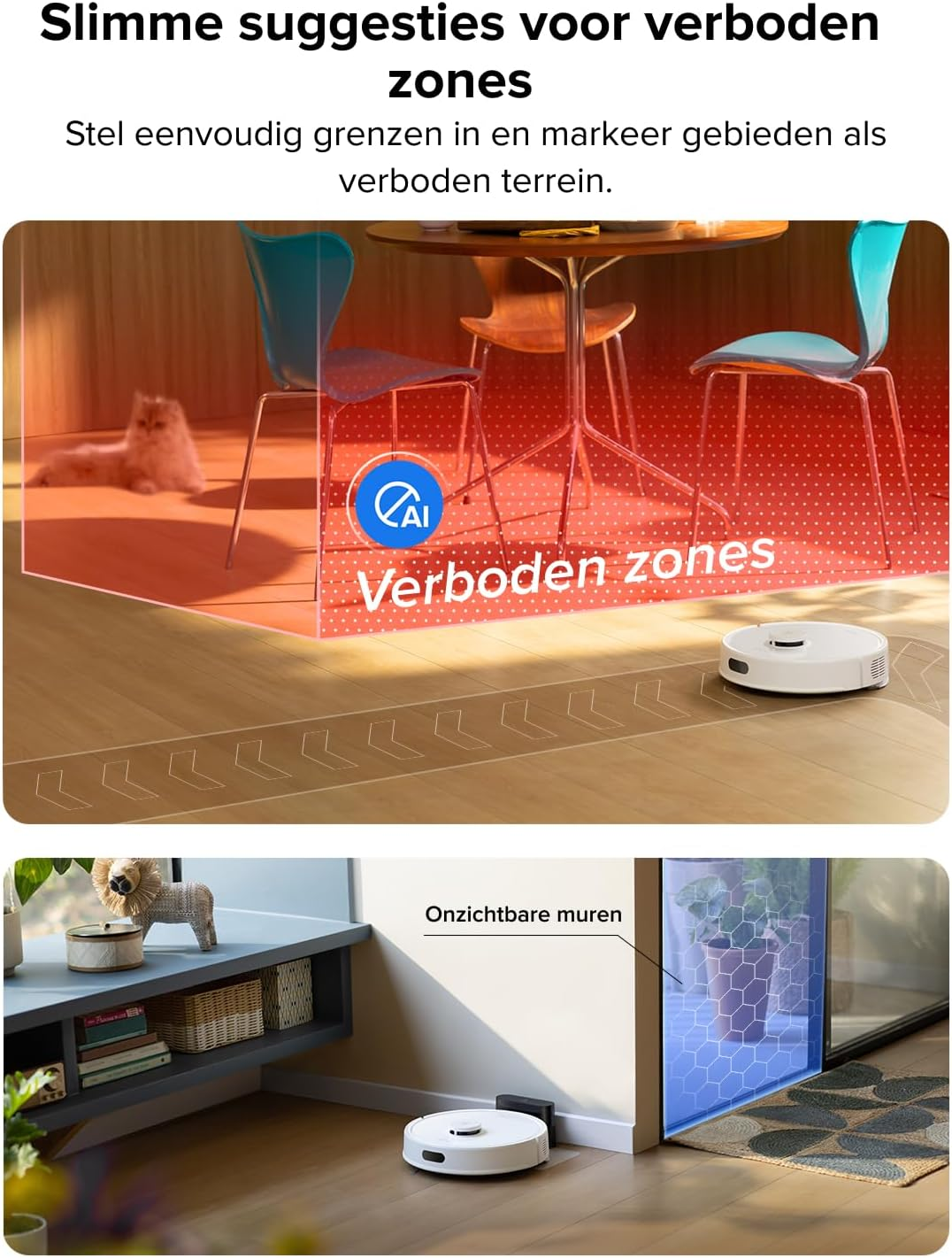 Een robotstofzuiger identificeert rode