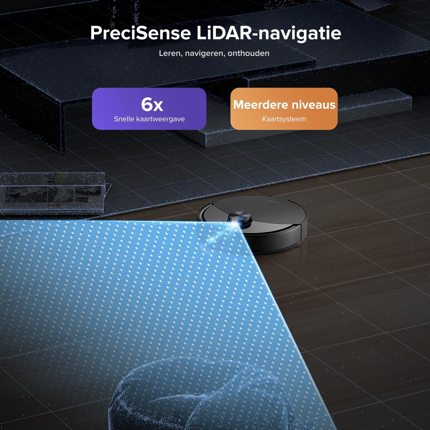 Un robot aspirateur avec navigation LiDAR, affichage de carte 6x plus rapide.