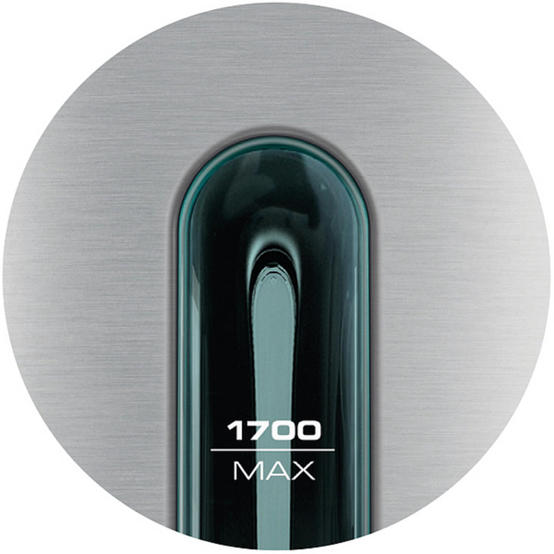 Szary metal z pionowym, ciemnym, błyszczącym oknem rurowym z napisem 1700 MAX.