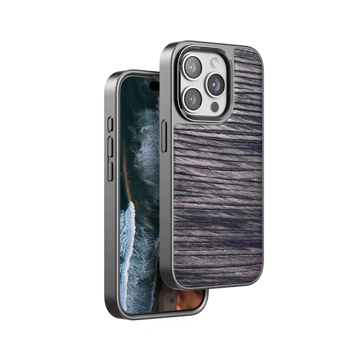 NEWFACE iPhone 14 Pro Max Uyumlu Wave Kapak Telefon Kılıfı Kahverengi